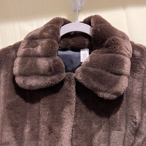 EAST 5th Women’s Faux Fur lined Soft Brown Cape Shawl Poncho Shrug Size SM - Picture 3 of 9